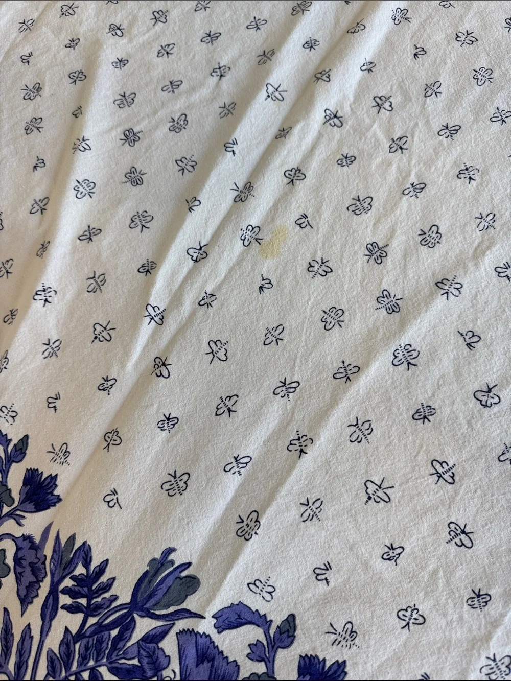 Williams Sonoma blue white French Provence floral block print tablecloth napkins